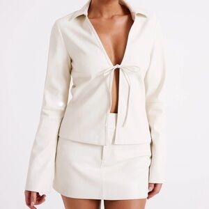 MESHKI Faux Leather skirt & blouse set